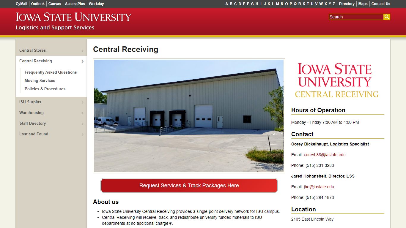 Central Receiving | Logistics and Support Services